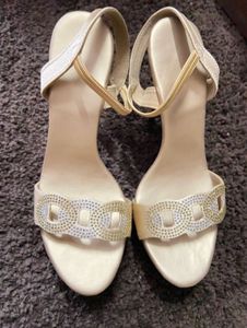 Golden Lightweight Heels with Rhinestone Detail
