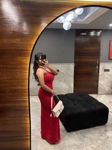 Red Embellished Maxi Dress