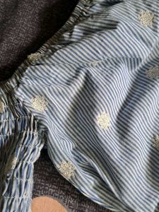 Blue Striped Stretchy Top