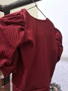 Maroon Tie Neck Top