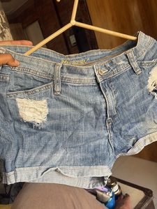 Ripped Denim Shorts
