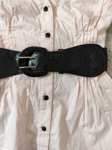 Pink y2k belt detail shirt