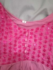 Pink Embellished Anarkali Kurta