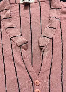 Striped Button-Down Tunic Top