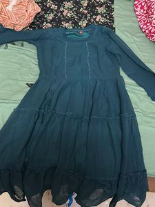 Teal tiered ruffle dress