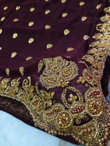 Coffee Brown Saree With Beautiful 🤩 Work