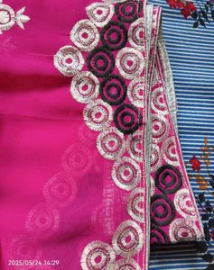 Gorgeous Pink Embroidered Saree with Blouse