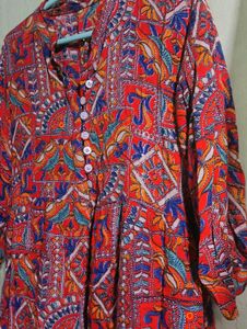 Red Ethnic Print Dress