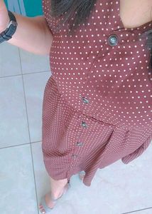 Aesthetic Brown Midi Dress