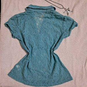 Y2k Vintage Sheer Fitted Lace Top