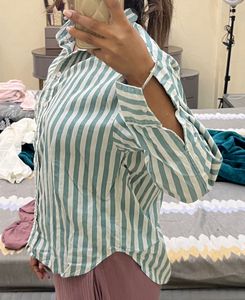Green Striped Formal Shirt