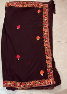 Beautiful Brown Kashmiri Work Saree