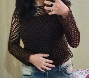 dark brown crochet top