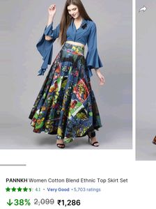 Pannkh Ethnic Top And Skirt