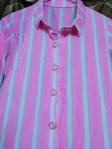 Pink Striped Shirt Dress