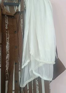 😍SALE😍Brown &amp; White Striped Kurti with Pant Set