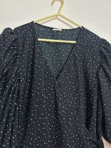 Chic Polka Dot Wrap Top