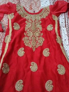 Red Embroidered Kurta