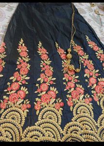 Beautiful Blue Lehanga With Red Dupatta