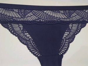 [800]Elegant Navy Blue Lace Thong Panties