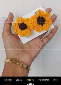 Sunflower Crochet Hair Clips