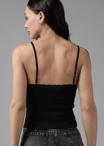 Black Lace Trim Cami Top