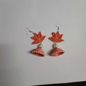 Orange And Pink Lotus Jhumka 🪷🦢🪞