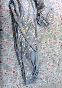 Floral Lavender Drap Saree Palazzo Pant Set
