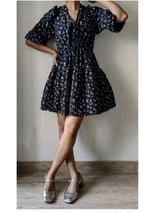 Black floral print dress