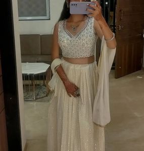 White Embellished Lehenga Set