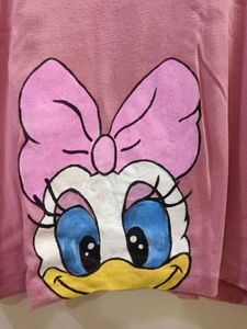 Cute Pink Daisy Duck Hand Painted  Long Sleeve Top