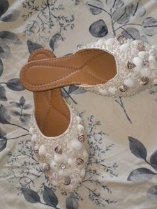 Seashell &amp; Pearl Embellished Flats