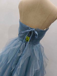 Elegant Blue Ruffled Gown