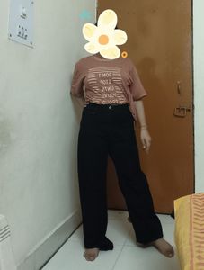 High Waisted Black Straight Fit Jeans