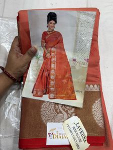 Peach Cotton Saree