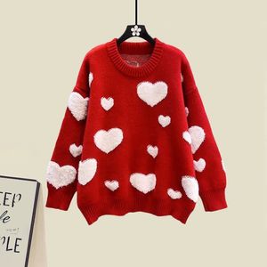 Red Heart Print Sweater