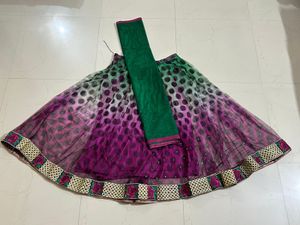Purple Polka Dot Fabric with Floral Embroidery