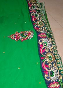 Green Embroidered Saree