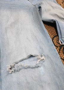Knee Cut Mid Blue Denim