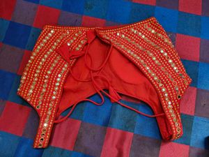 Glass Fitted Red Blouse