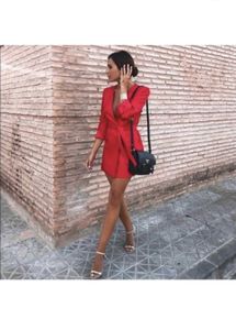 Zara Red Wrap Blazer Dress