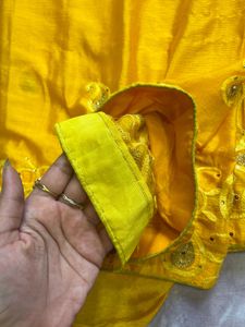Yellow Embroidered Chiffon Saree