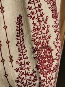 Women Cream Printed Embellished Woollen Kurta Set