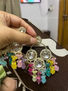 Colorful Kundan Dangle Earrings