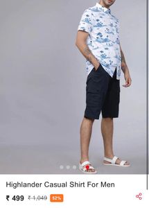 White And Blue Printed Shirt For Men