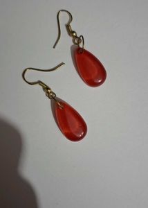 Red resin Drop Earrings Handmade Earring