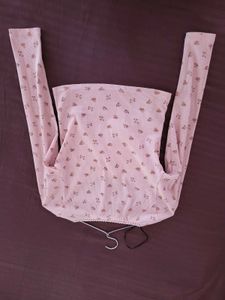 H&amp;M Picot Trimmed Floral Long Sleeve Top
