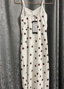 Elegant White Polka Dot Dress