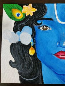 Krishna Ji Hand Painted Canvas