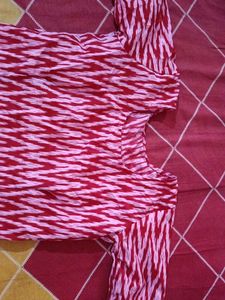 Red &amp; White Print Kurti